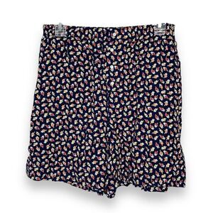 Banana Republic Vintage 1990's Flouncy Rayon Shorts Navy Blue Floral Women’s S